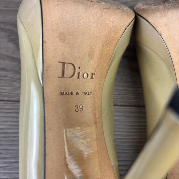 CHRISTIAN DIOR Beige Leather Peep-Toe Platform High Heels Pumps Women's 7 / 38 - Picture 8 of 10
